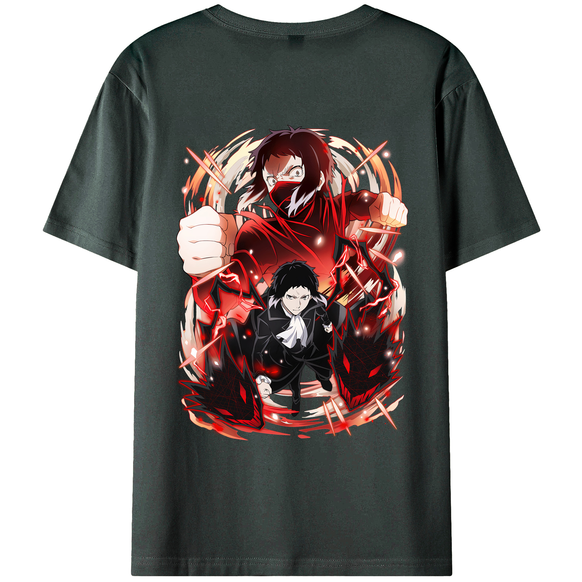 （画像用） 文豪ストレイドッグス Bungo Stray Dogs 綿100％ メンズ半袖Tシャツ（バックプリント） 通気性